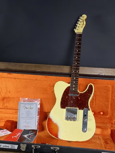 Fender Custom Shop 1960 Telecaster Olympic White Over Cherry Sunburst